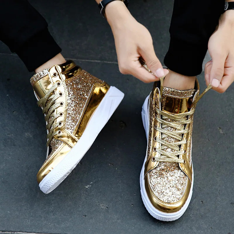 Men's  High Top Glitter Sneakers