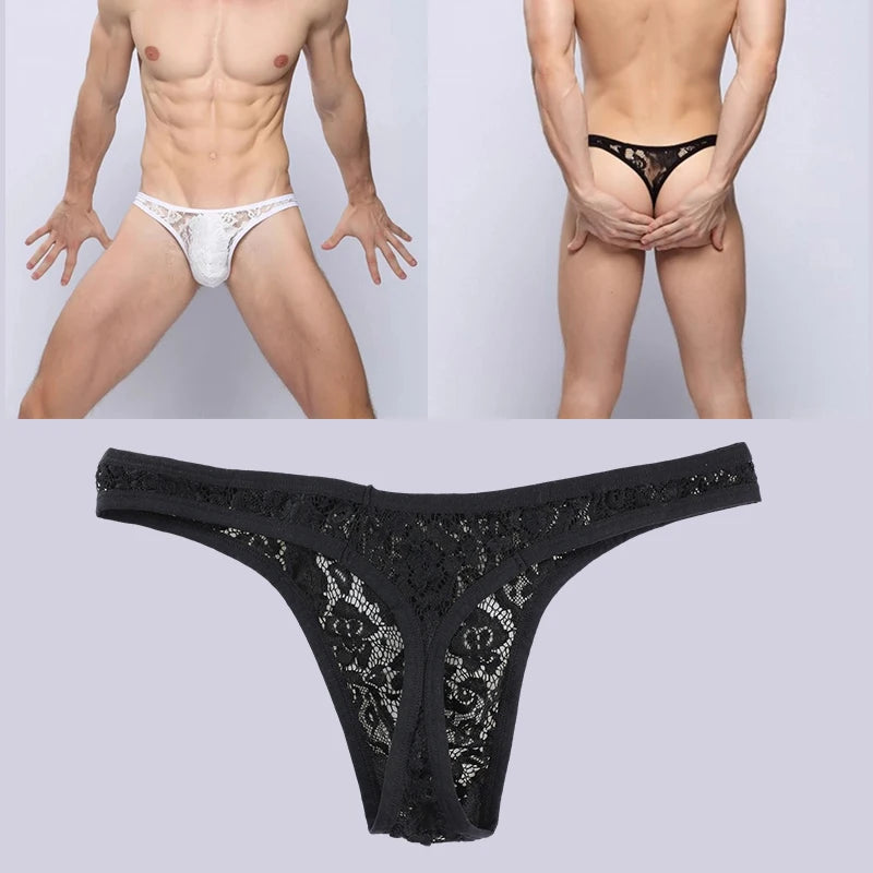 Men Low-Waist Brief Underwear Sexy Men's Lace Underwear