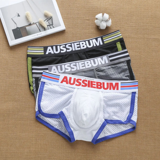 Aussiebum men's boxers pure cotton mesh fashionable youth underwear student underpants