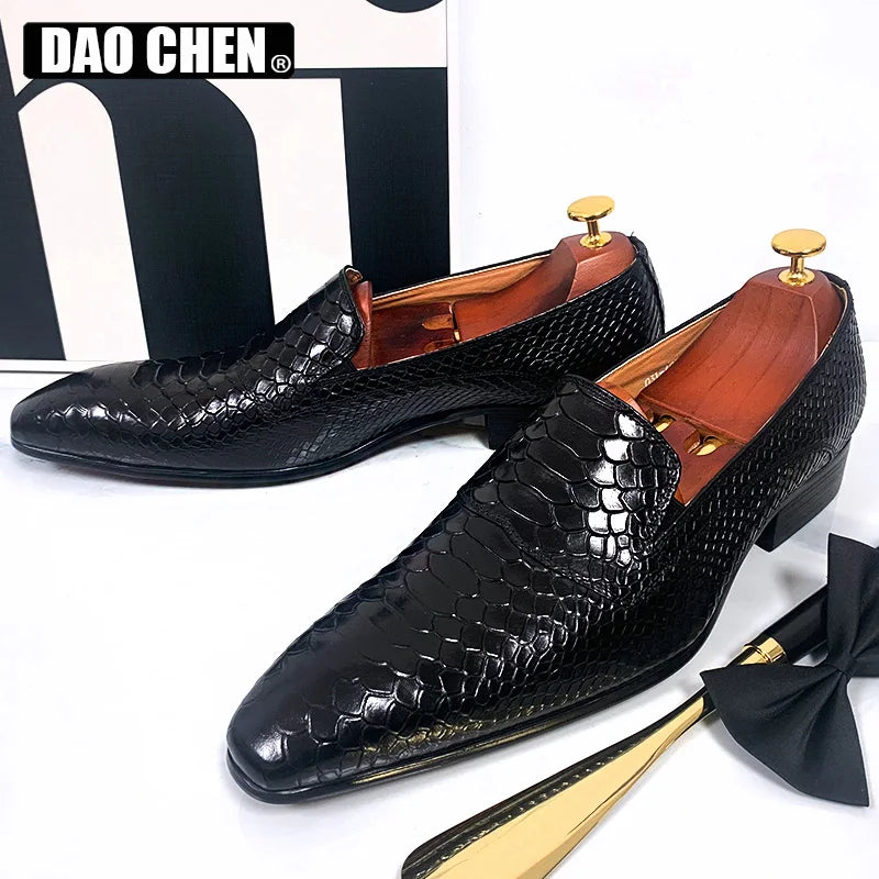 Snake Embossed Men's Loafer Shoe