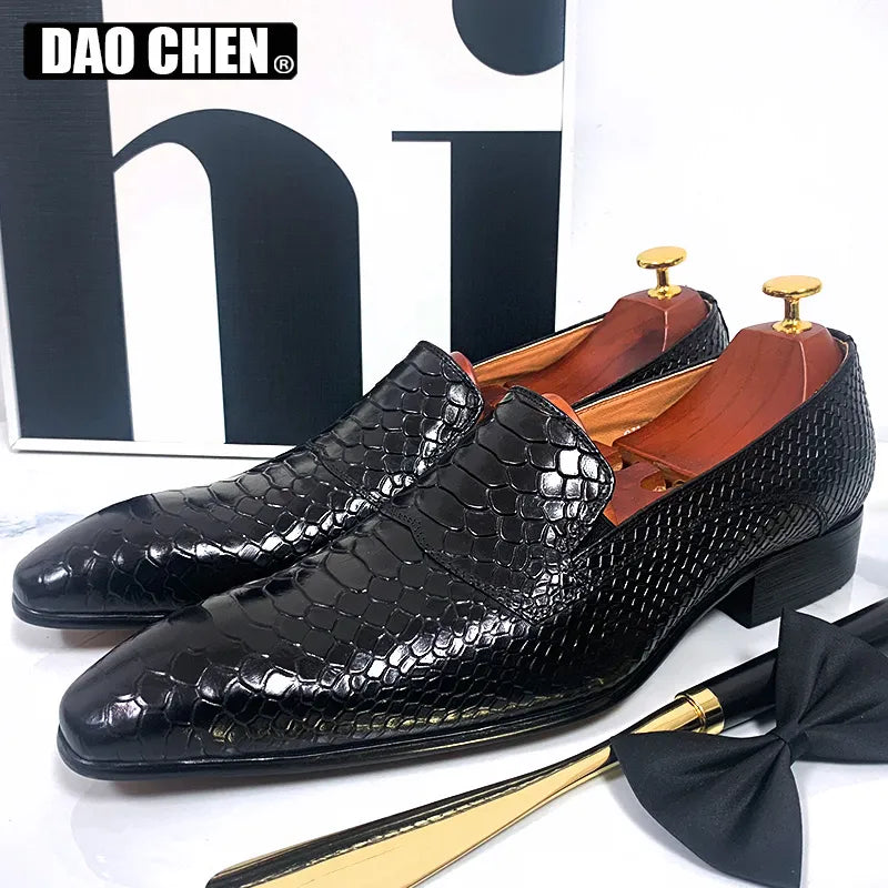 Snake Embossed Men's Loafer Shoe