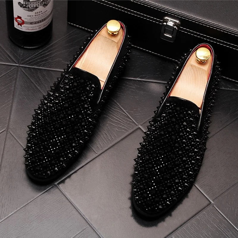 Men's Spiked Loafers Dress Moccasins