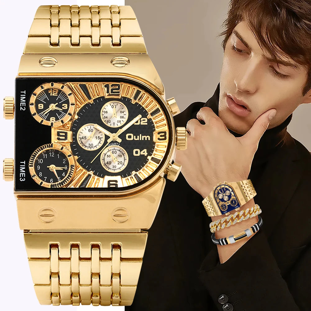 Luxury Gold Watch and Bracelets Gift Set