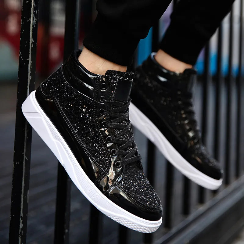 Men's  High Top Glitter Sneakers