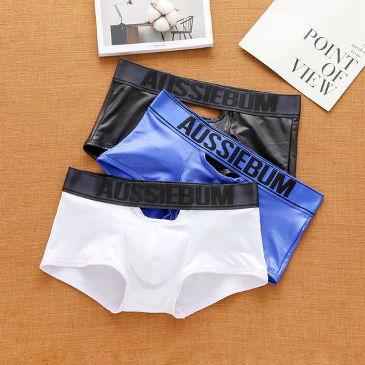 Aussiebum men's faux leather peekaboo underwear