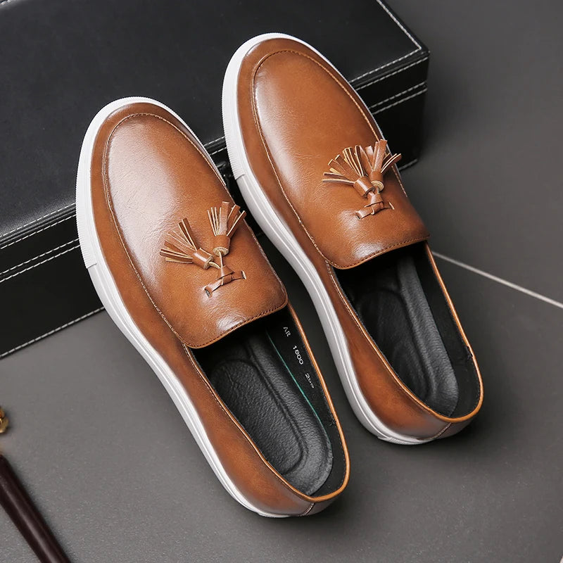 Coslony italian leather Men's Tasseled Loafers