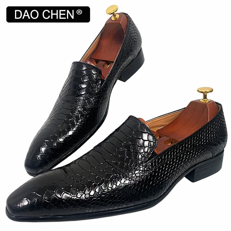 Snake Embossed Men's Loafer Shoe