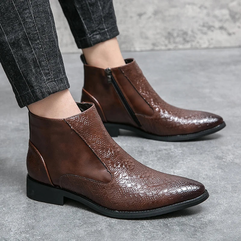 Men's Embossed Chelsea Boots