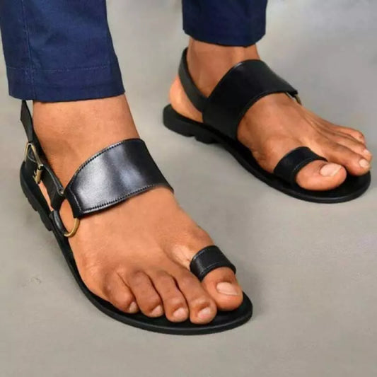 Men's Vintage Toe PU Leather Male Sandals