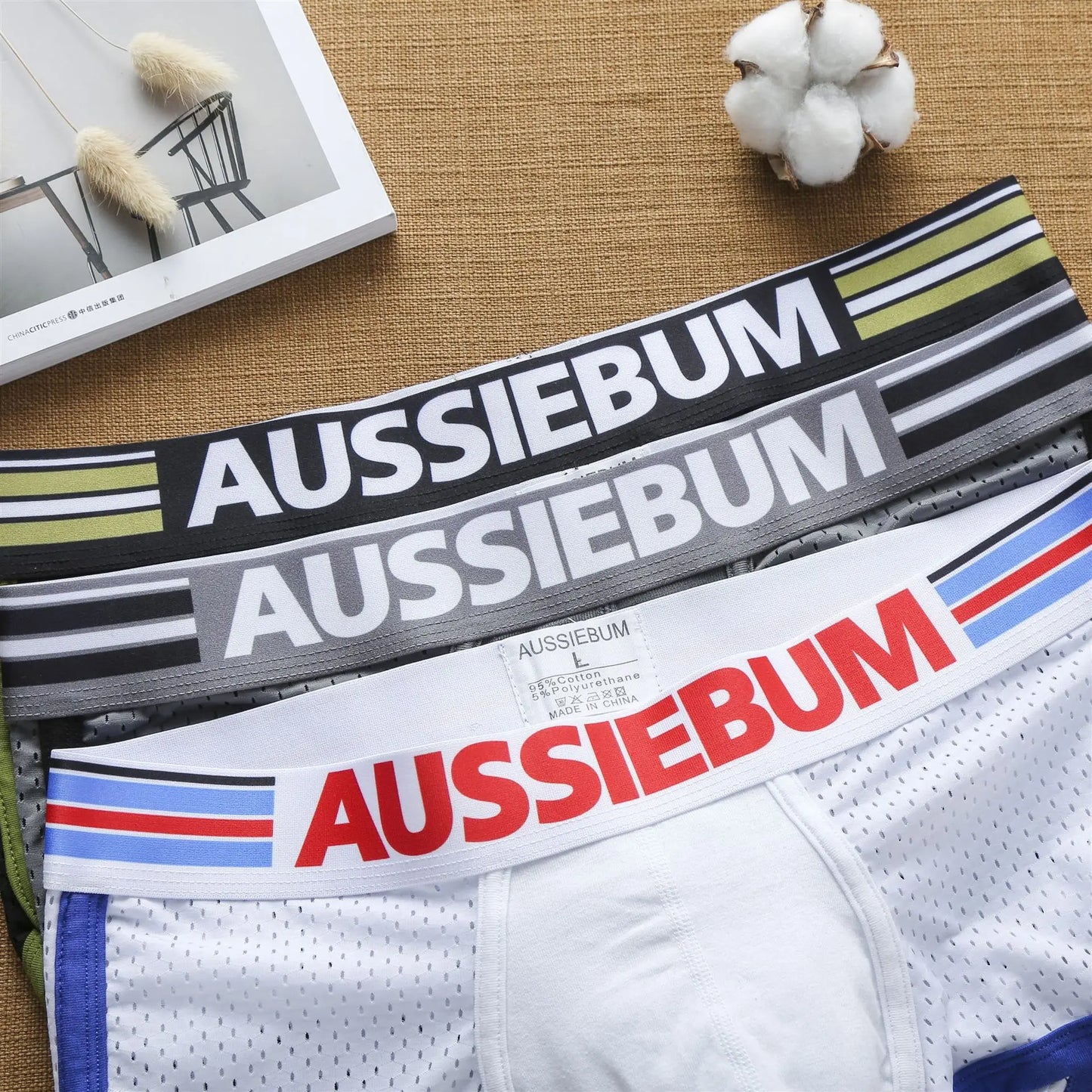 Aussiebum men's boxers pure cotton mesh fashionable youth underwear student underpants