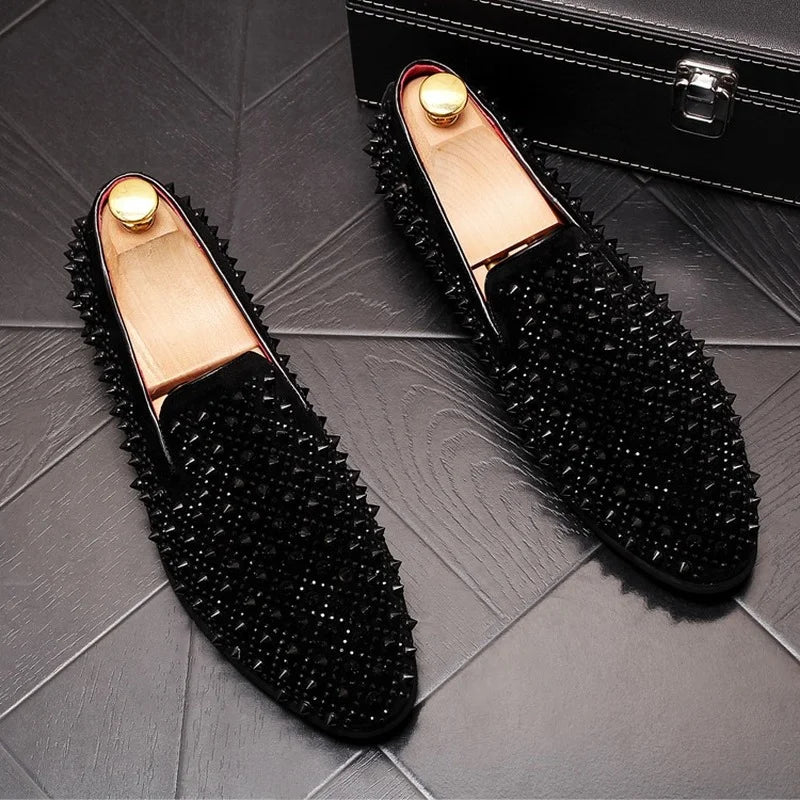 Men's Spiked Loafers Dress Moccasins