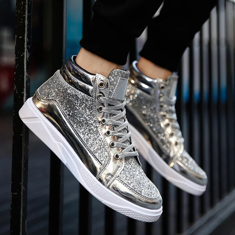 Men's  High Top Glitter Sneakers