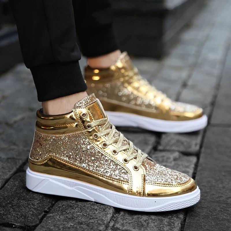 Men's  High Top Glitter Sneakers