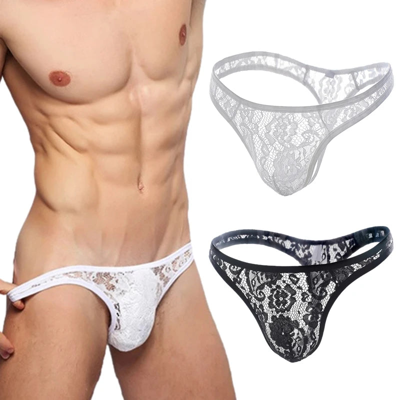 Men Low-Waist Brief Underwear Sexy Men's Lace Underwear