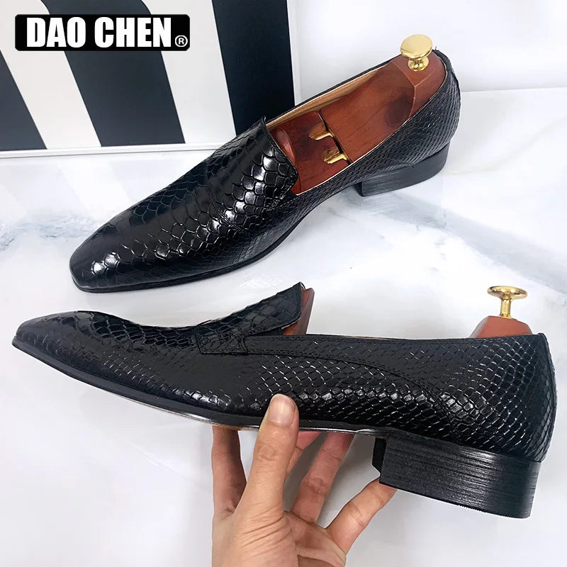 Snake Embossed Men's Loafer Shoe