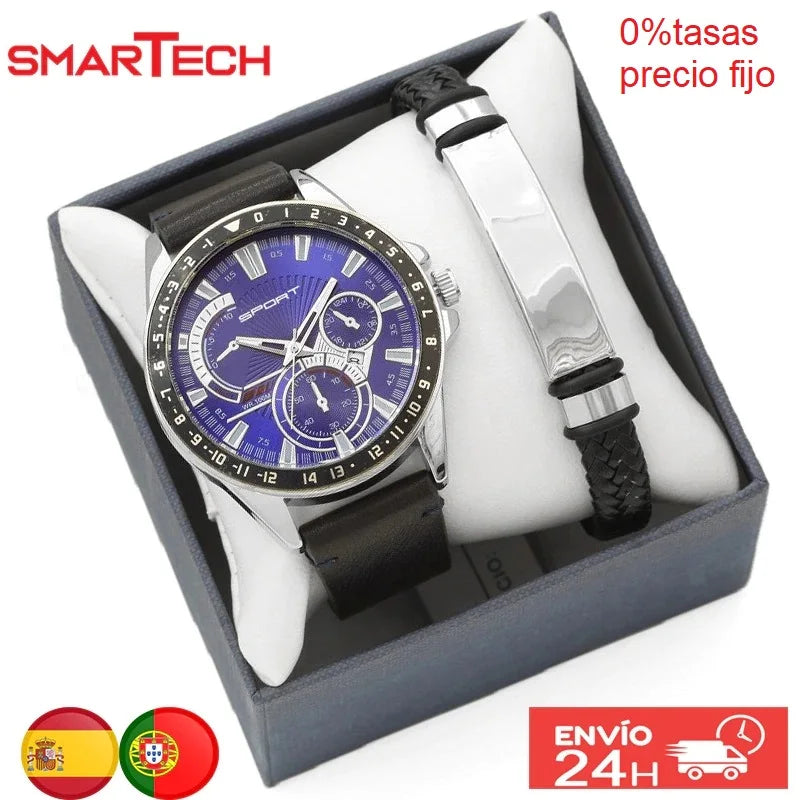 Stainless steel watch set, Gift set 2pcs