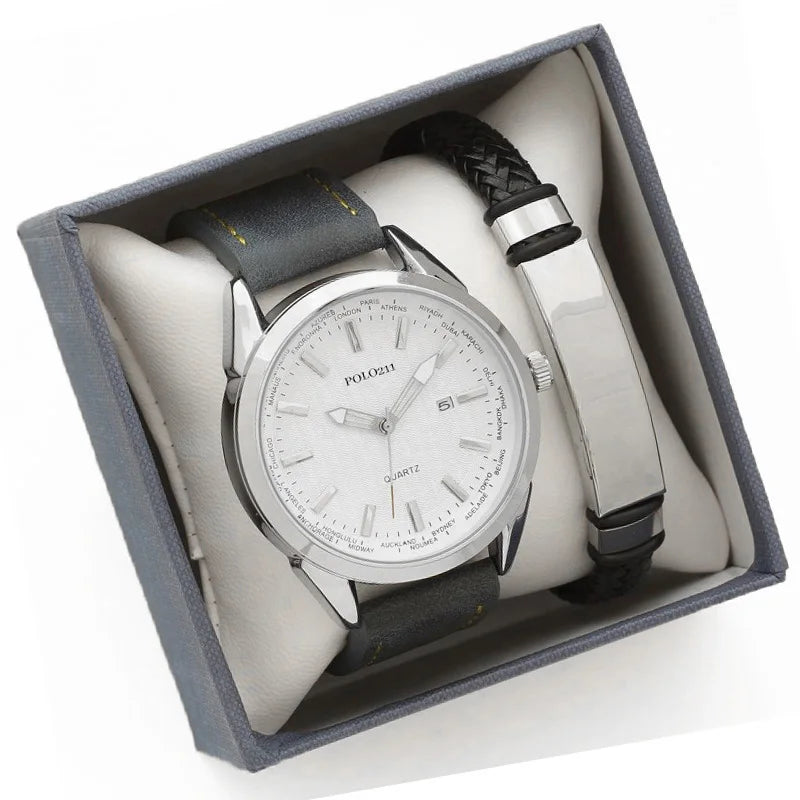 Stainless steel watch set, Gift set 2pcs