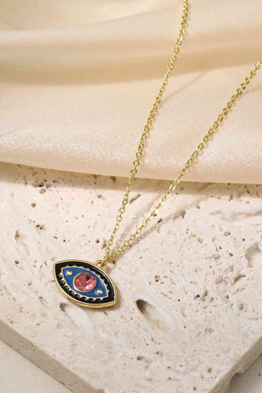 Evil Eye Pendant Gold Plated Chain Necklace