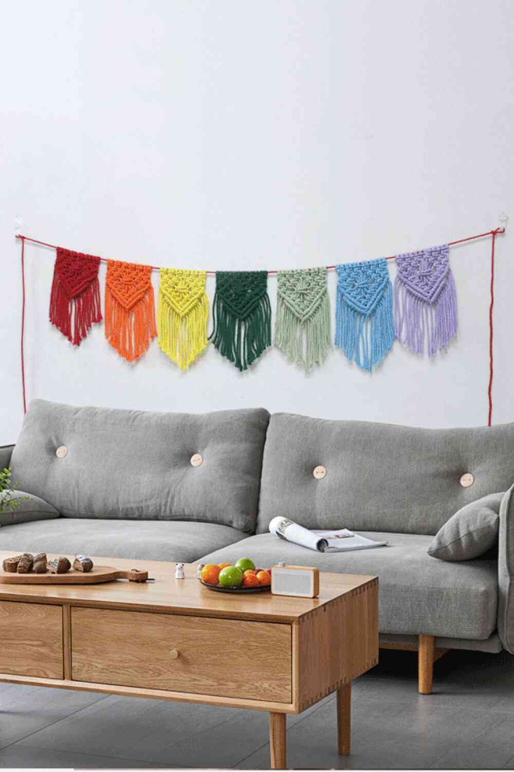 Rainbow Macrame Banner