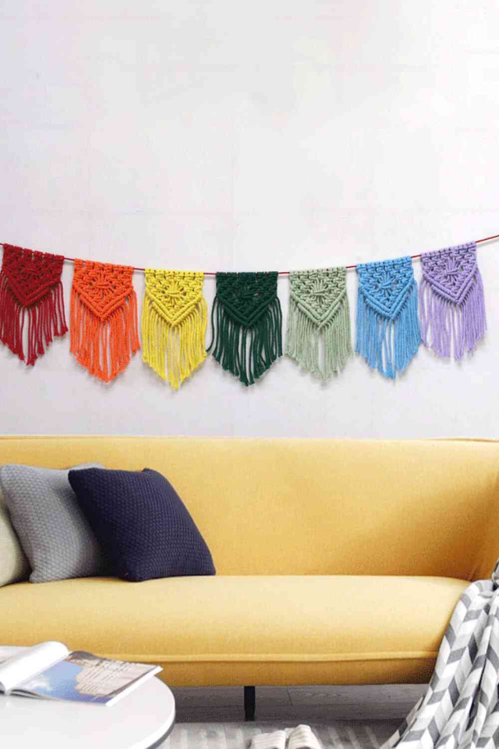 Rainbow Macrame Banner