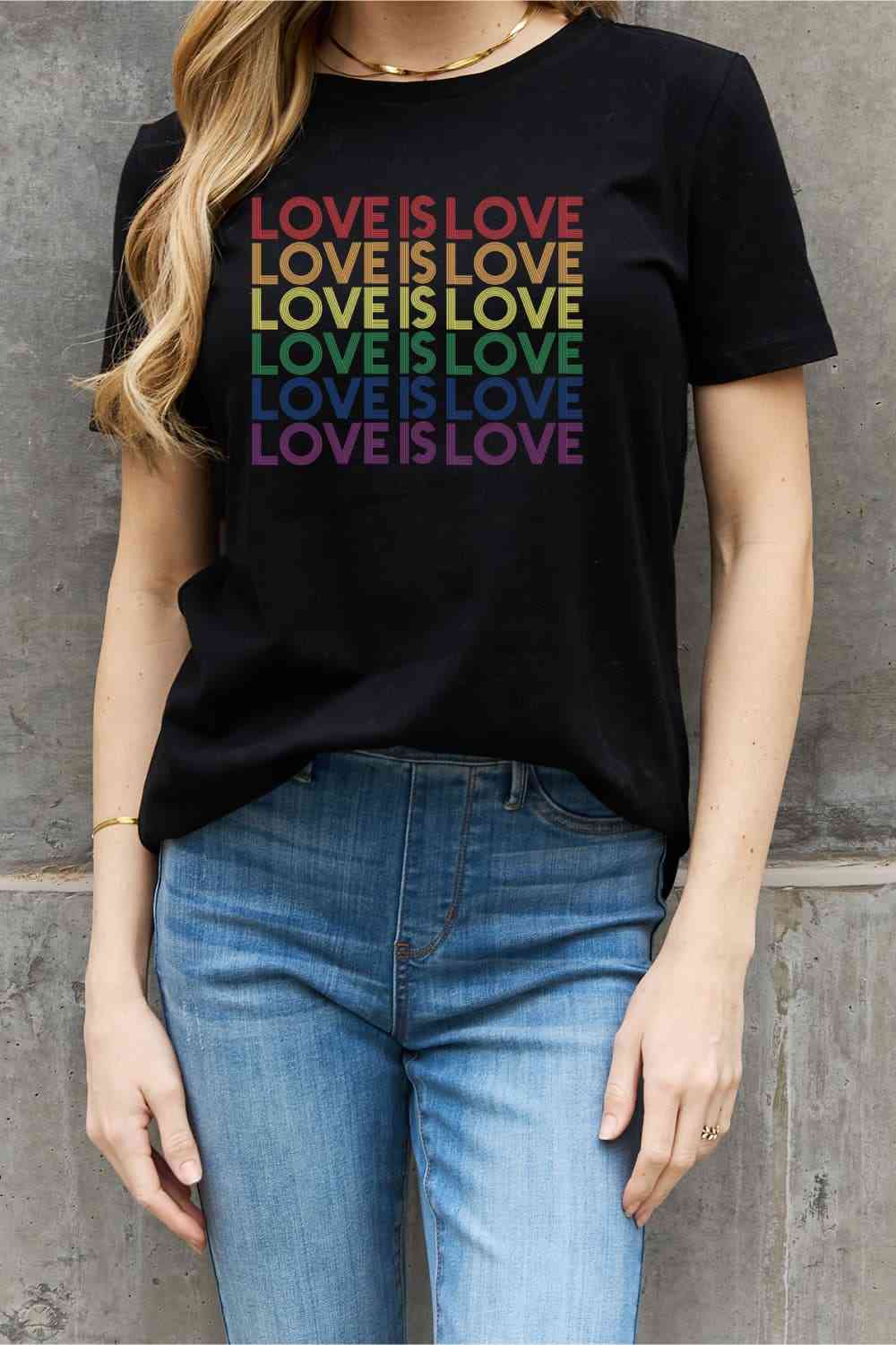 Simply Love Full Size LOVE IS LOVE Graphic Cotton Tee